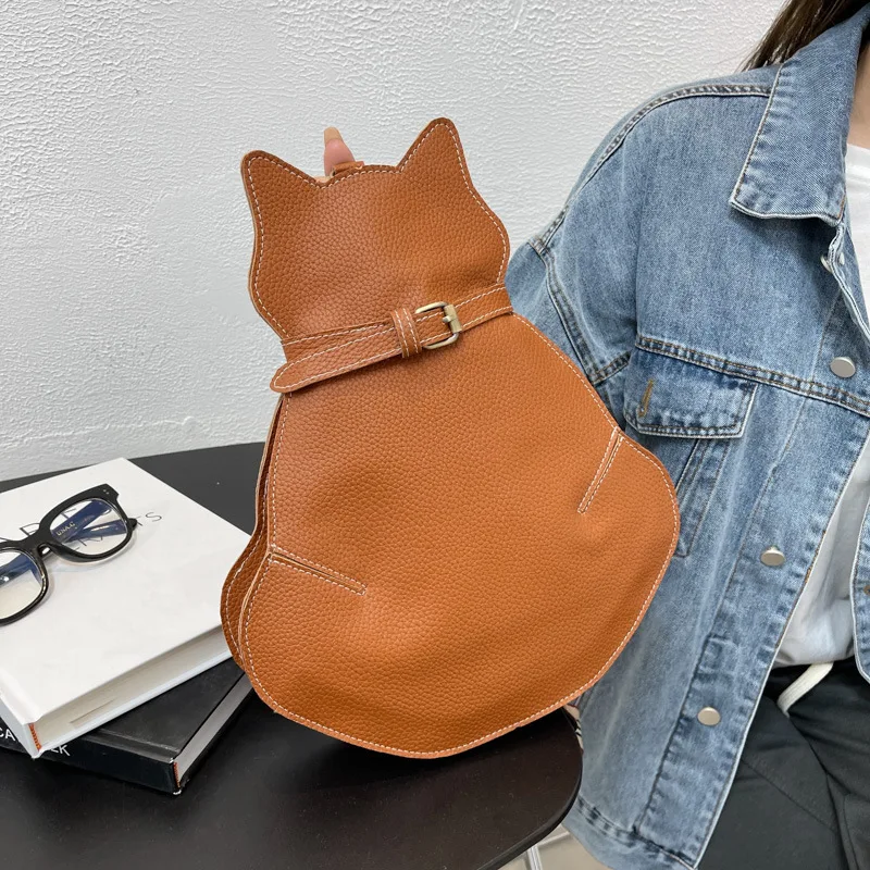 Bolsas e bolsas estilo gato dos desenhos animados para mulheres, bolsa novidade, ombro crossbody, embreagem feminina casual, bolsa designer, diversão