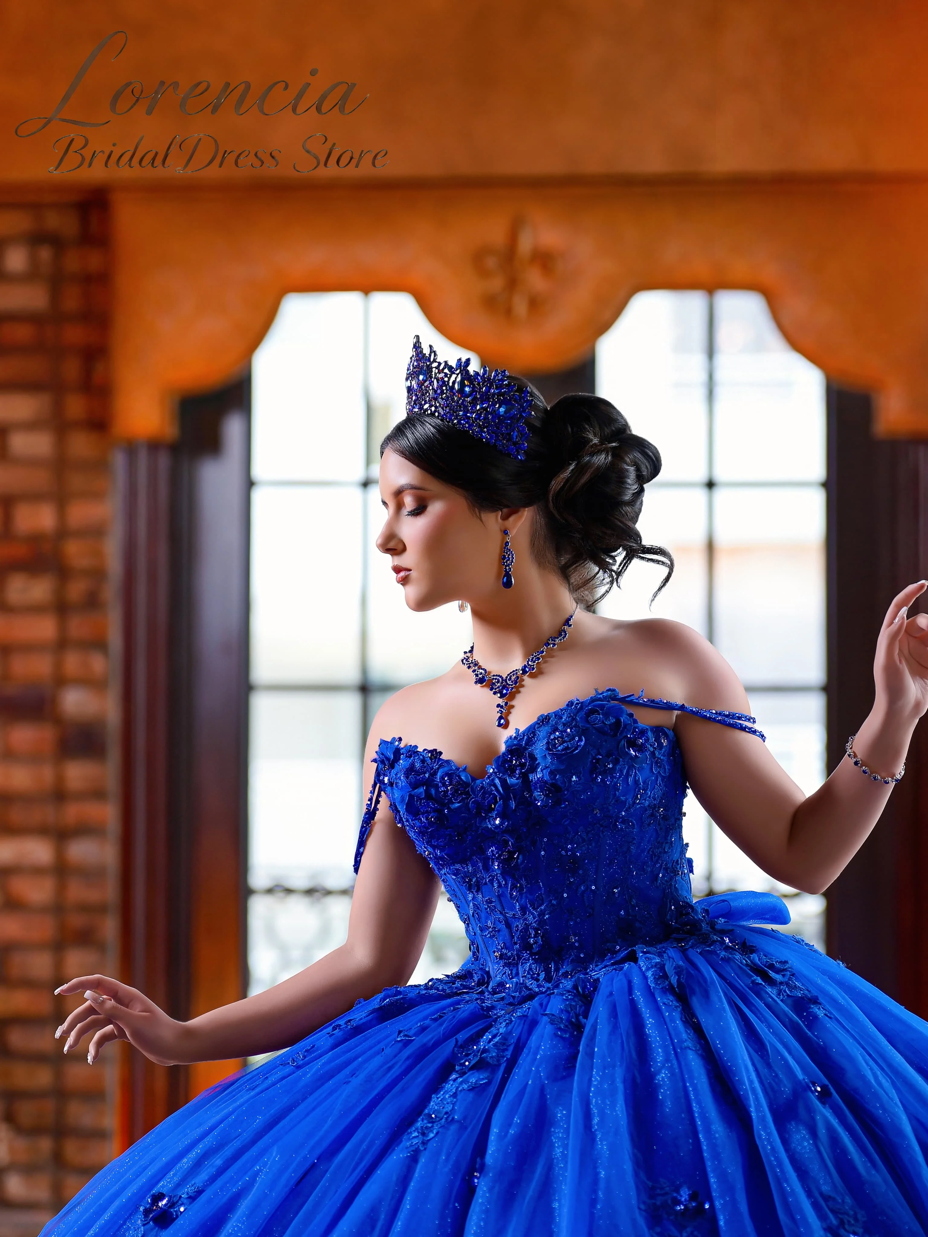 Spaghetti Strap Sweetheart Quinceanera Dresses 3D Floral Lace Appliques Glitter Tulle Ball Gowns Customized Vestidos De 15 Anos view 4