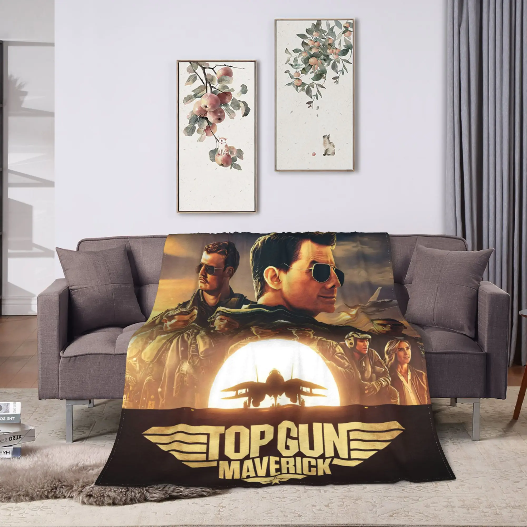 Top Gun Sign Tom Cruise Fighter  Blanket  Warm Fluffy Plush Bedding Throws For Couch Bed Picnic Flannel Bedspread Bed Cover