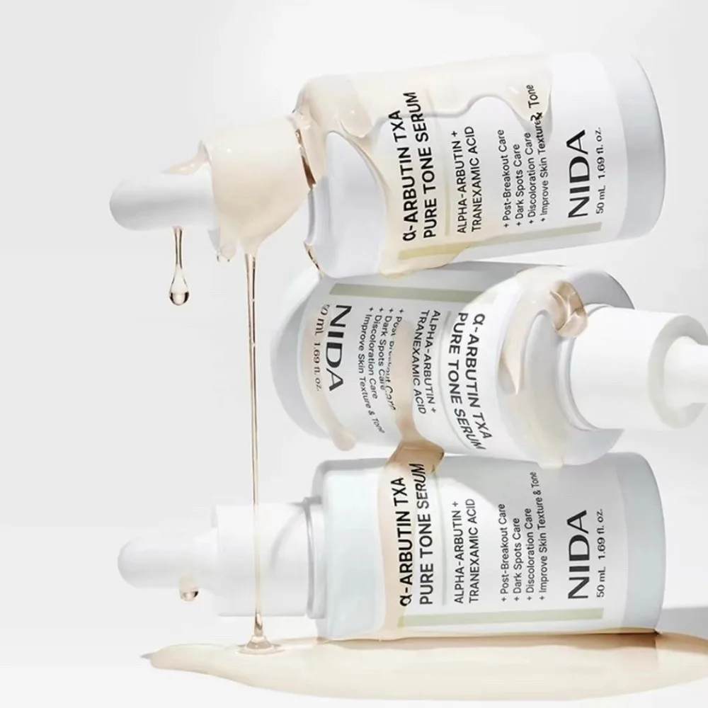 NIDA α-ARBUTIN TXA Pure Tone Serum 50ml, Alfa Arbutina y Ácido Tranexámico, Corrector de Manchas Oscuras, Cuidado Post-Granos para la Decoloración