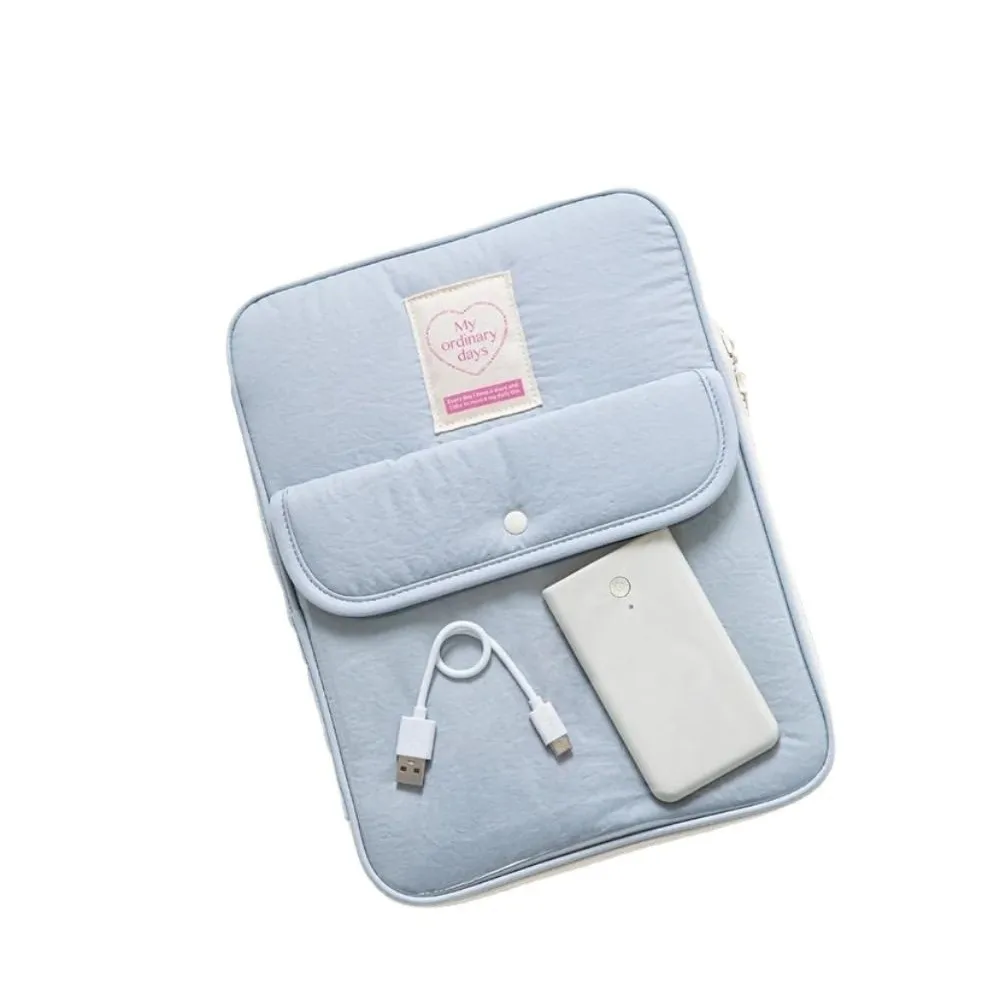 Creative Buckle Design Computer Storage Bag Multi-Pocket Solid Color Tablet Carring Case Nylon 13/14inch Clutch Bag Daily Use