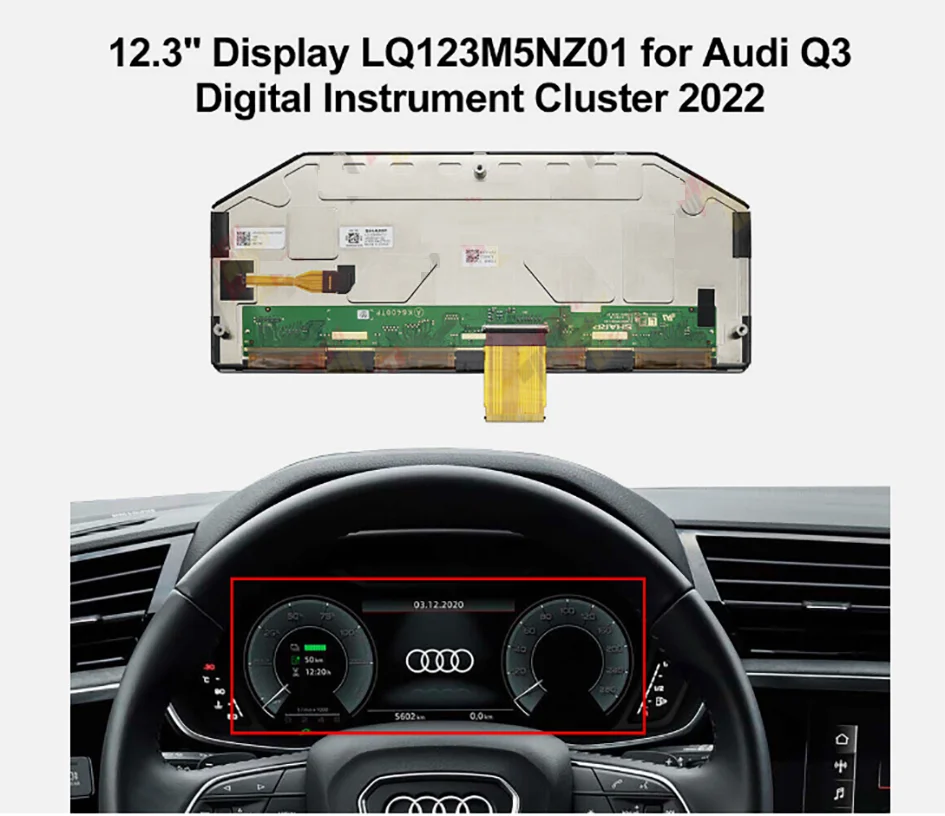 Original 12.3-inch Suitable For Audi Q8 Q7 Q5 Q3 A6 LCD Display Screen LQ123M5NZ01 Digital Instrument Panel Replacement