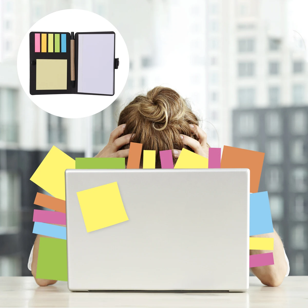 

1 Set Sticky Memo Book With Fluorescent Page Markers Taking Water-Based Adhesive Memo Pads Daily Use Travel