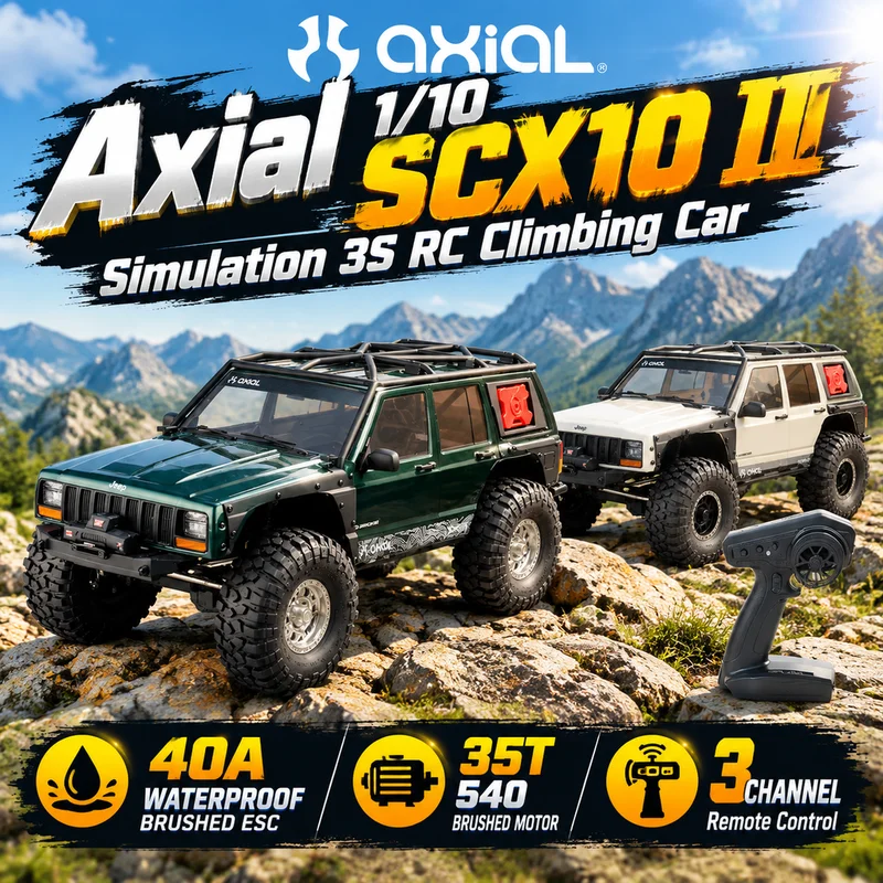 Axial SCX10 III 1/10 Brushed Remote Control Off-road Climbing Model Simulation Cherokee XJ Electric RC High Speed Car With Light