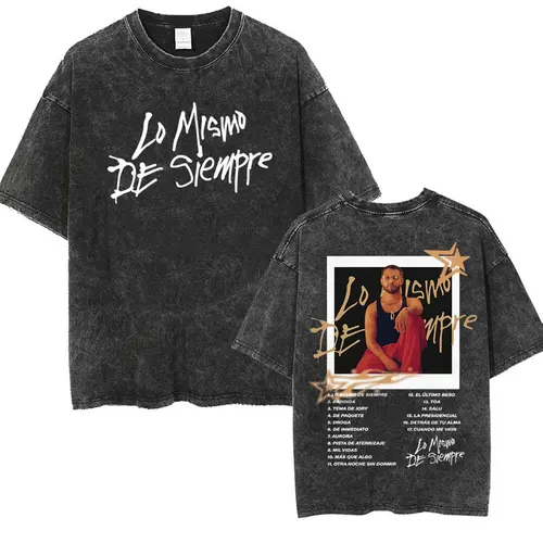Imagen 1 del producto Camiseta con estampado del álbum Mora Lo Mismo De Siempre, camisetas de verano con música Pop De Hip Hop, camisetas lavadas Vintage De gran tamaño para hombres y mujeres