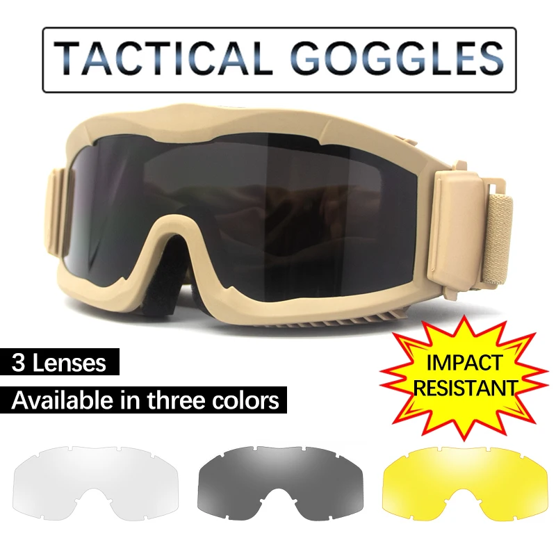 2024 New Upgrade 3mm Tactical Goggles Combat Explosion-proof Glasses Outdoor Hunting Paintball Eyewear