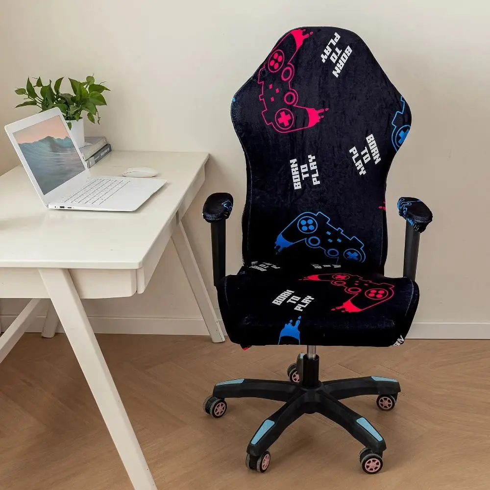 Velvet Gaming Chair Cover Colorful Spandex Armchair Slipcovers Rotating Lift Soft Elasticity Computer Seat Chair Covers