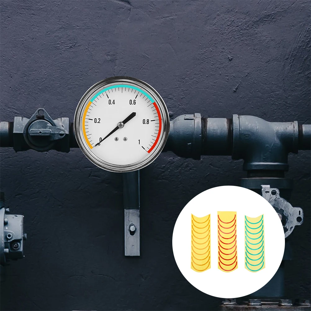 

6 Sheets Pressure Gauge Identification Stickers Color-Coded Waterproof PVC Decals Air Pressure Indicator for Outdoor