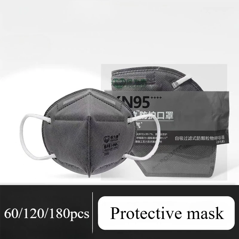 60/120/180pcs Safe and Breathable Masks Thickened KN95 Protective Mask with Activated Carbon Dustproof Anti-smog Industrial Dust