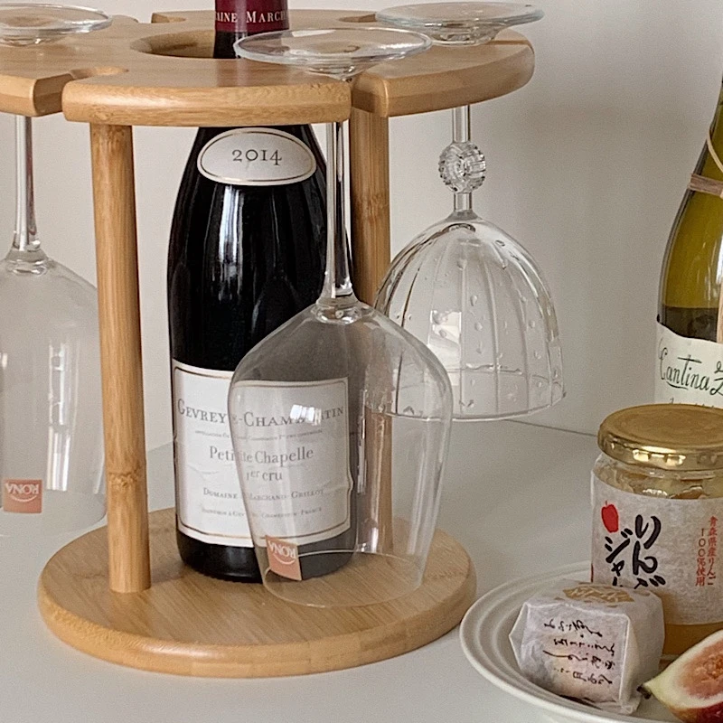 

Creative Bamboo Home Red Wine Glass Holder Hanging Minimalist Wine Cabinet Decoration Tall Glass Holder Ins Shot Glass