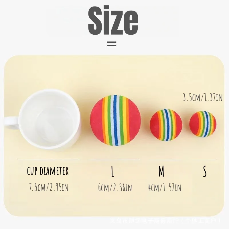 1/9 Stück Katzenspielbälle zur Selbstunterhaltung, Langeweilebekämpfung, Regenbogenfarben, Schaumstoff-Teasing-Bälle für Kätzchen, interaktive Spielzeuge, lustiges Haustiergeschenk – Detail 2