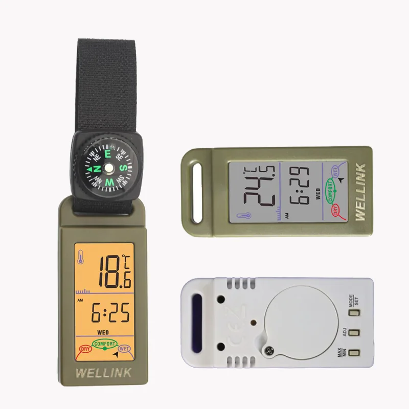 

Wellink Thermometer Hygrometers Compass 3 in 1 Outdoor Travel Mountaineering Vehicle Pendant Keychain Weather Station