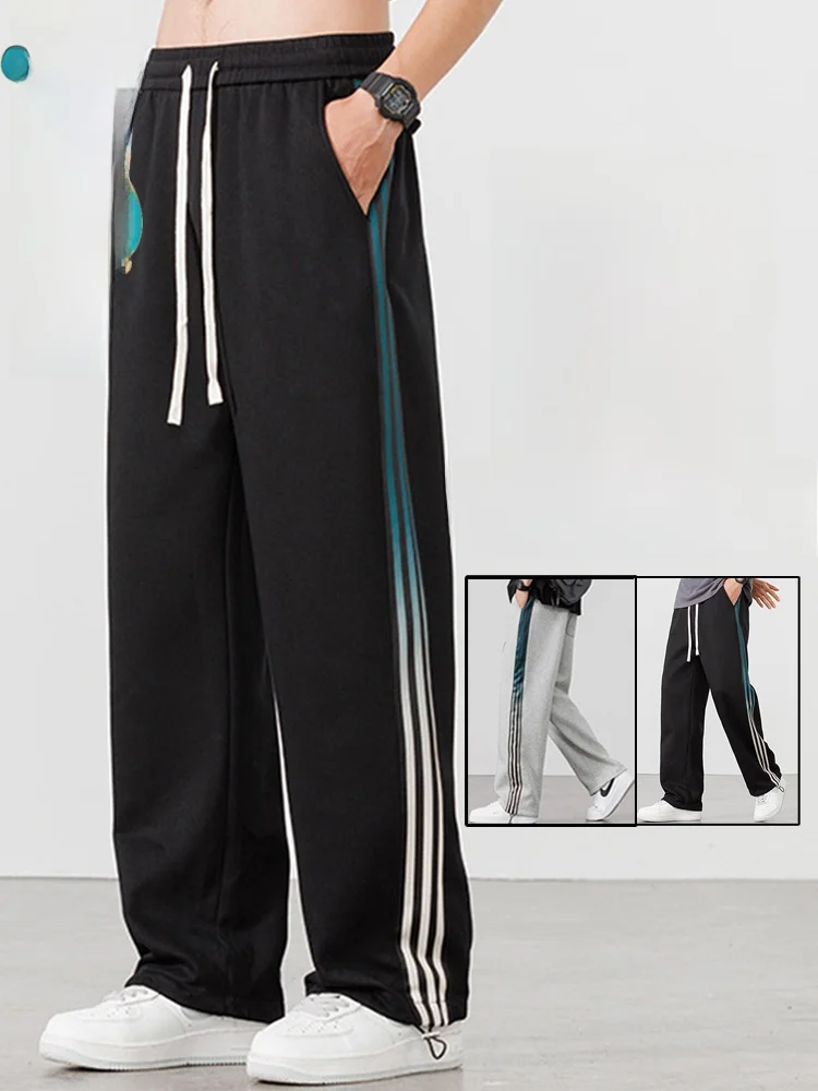 

plus Size Men's Casual Pants Spring Autumn New Sle Trendy Fat People 320 Pou 260 Pou Loose Color Stripe Long Pants