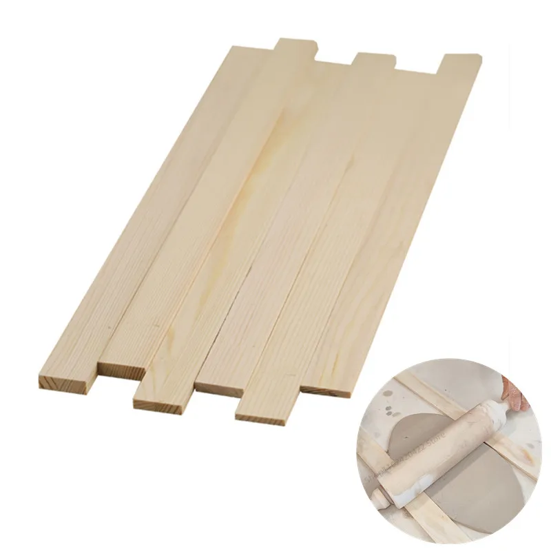 Thick 3/5/7/10mm Mud Roller Guide Wooden Strip Mud Plate Forming Supplies Ceramic Craft Polymer Clay Pottery Modeling Tools