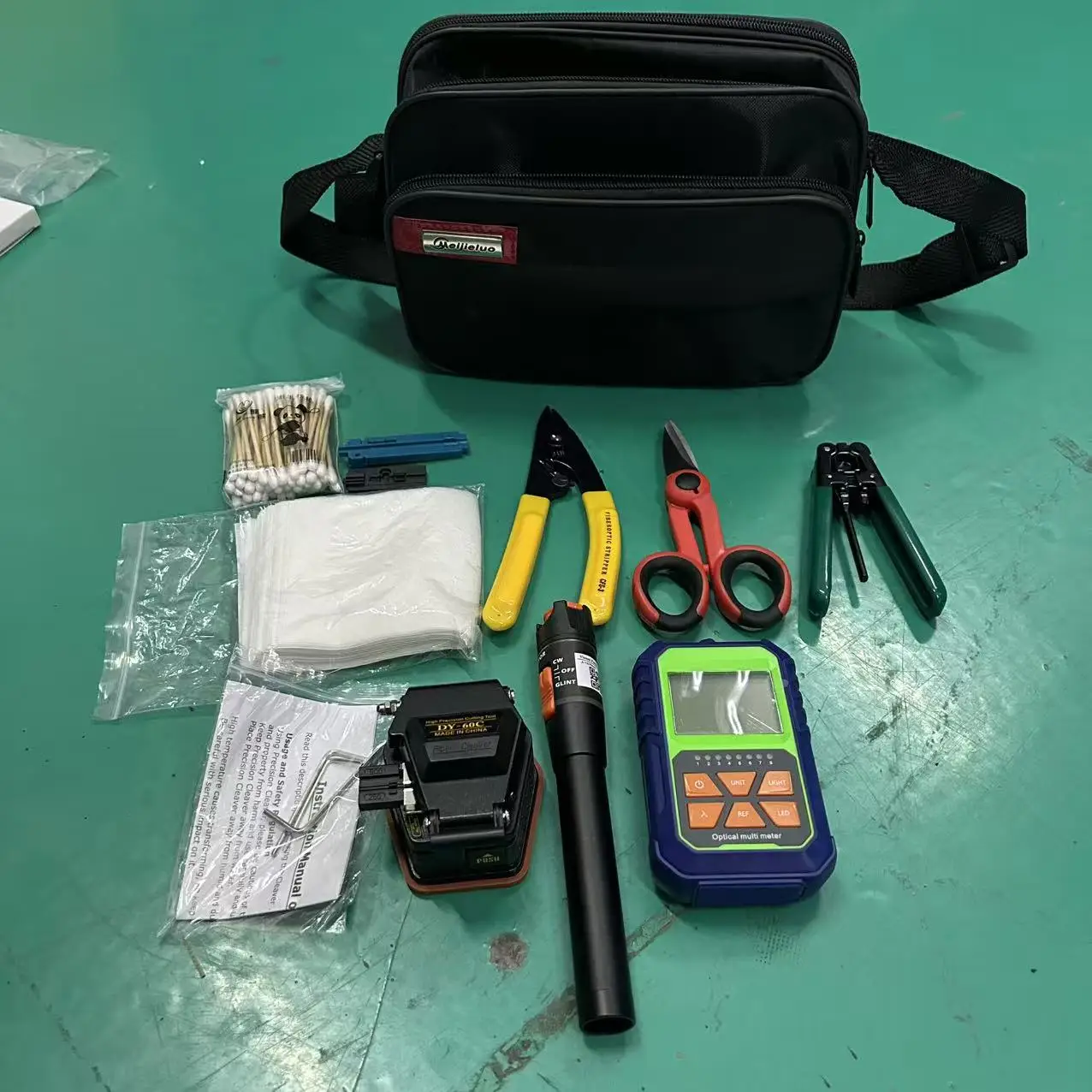 

FTTH Fiber Optic Tool Kit with Cleaver OPM VFL Stripper Splice Tools Set