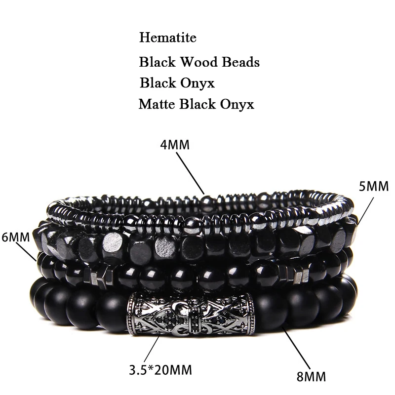 Männer Stein Armband Set Multi-schicht Schwarz Vulkanischen Holz Perlen Elastische Armband Viking Homme Pulsera Hombre Hip-Hop Punk schmuck