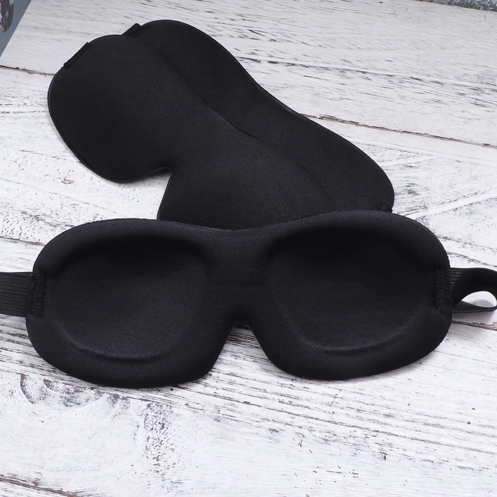 3Pcs Black 3D Eye Mask Sleep Mask with Extra Space Around Eyes Soft Breathable Fabric Elastic Strap for Work Travel Night Rest