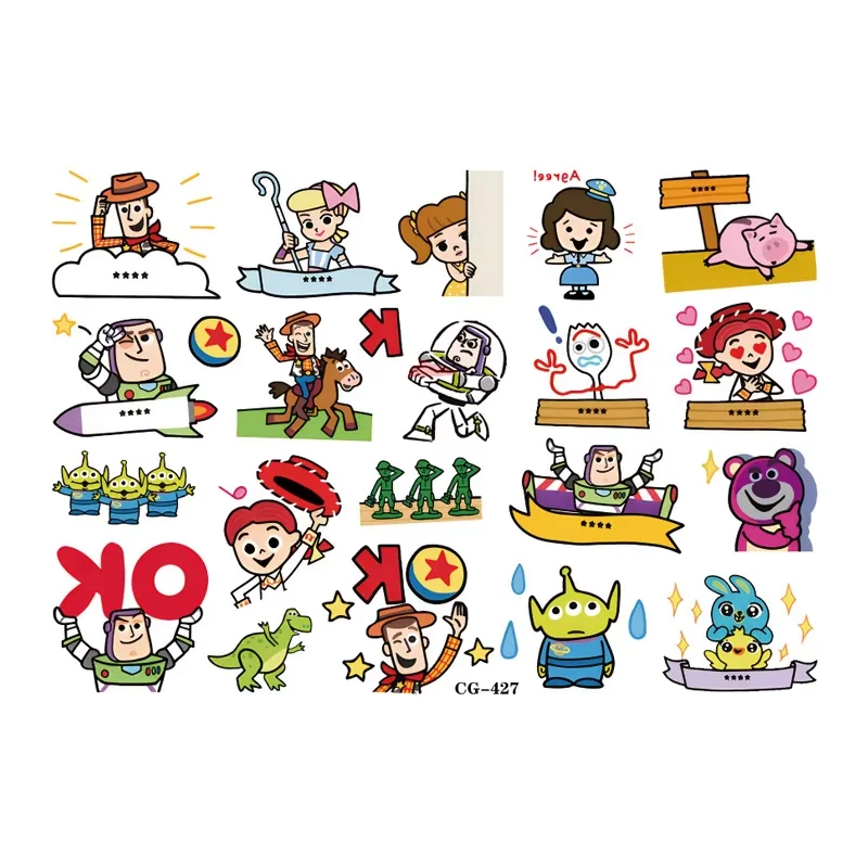 2026 BRANDNEU Toy5 Story temporäre Tattoo-Aufkleber, niedliches Cartoon-Design für Kinderpartys, Cosplay, ideales Geburtstagsgeschenk für Kinder – Detail 1