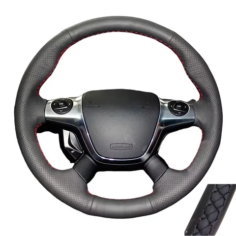 Чехол на руль автомобиля из перфорированной кожи из микрофибры для Ford KUGA Escape 2013-2016 Focus 3 2012-2014, чехол на руль