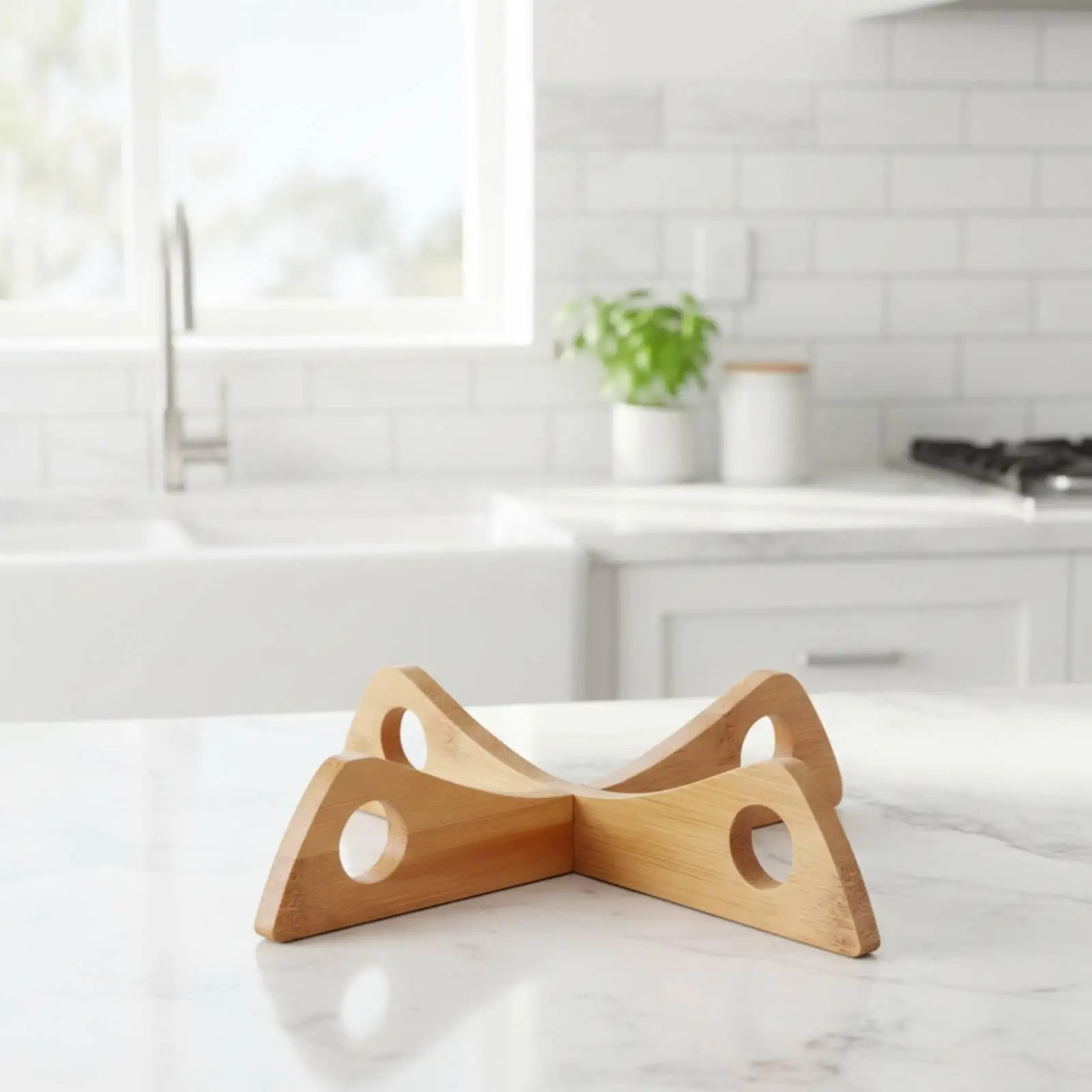 Bamboo Pot Stand Heat Proof Kitchen Utensil Holder Cross Support Trivet for Hot Cookware and Bowls