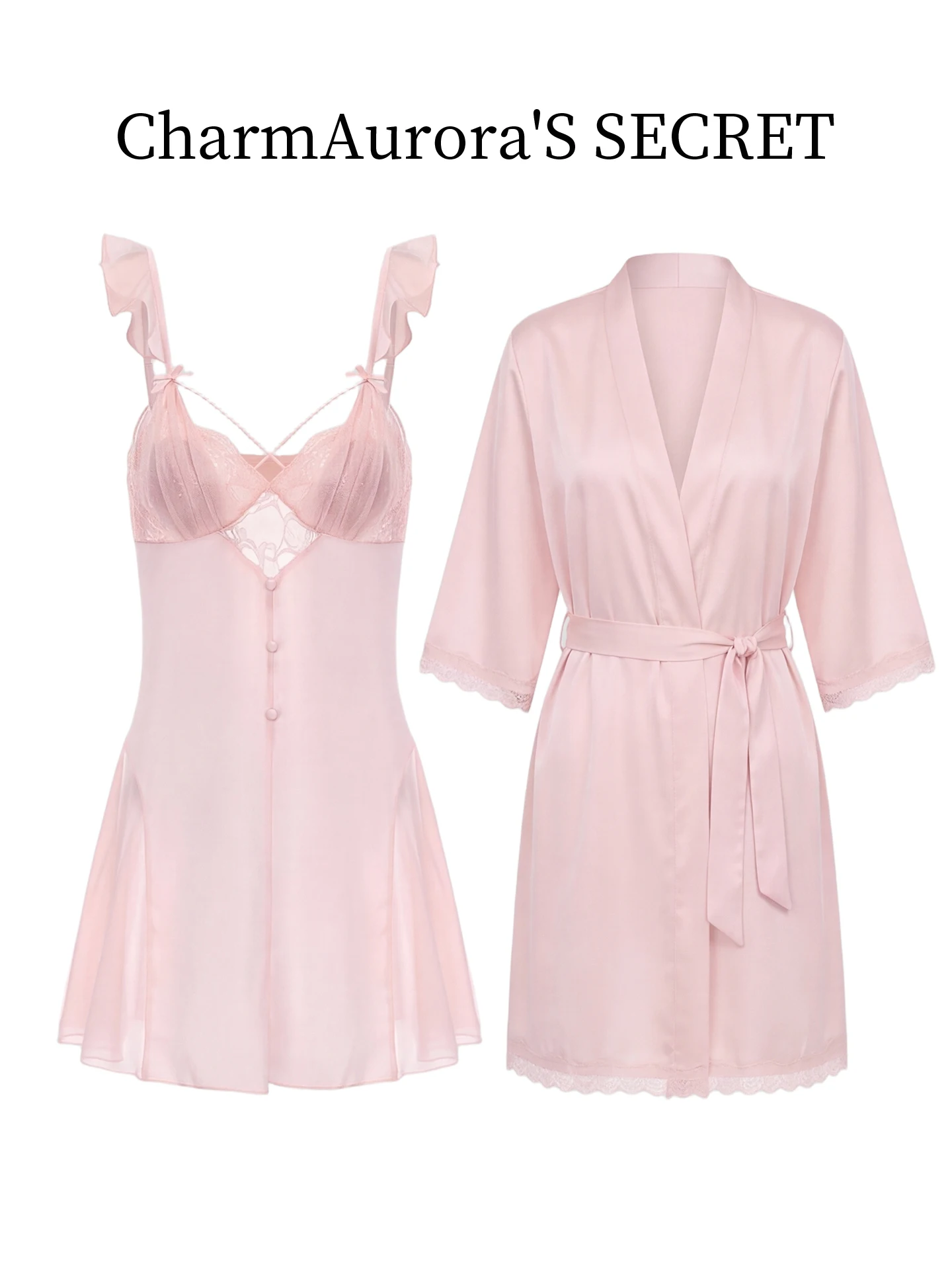 charmauroras-secret-victoria-pure-desire-women's-sleepwear-sweet-temptation-lace-sexy-nightgown-v-neck-seven-sleeve-short-skirt