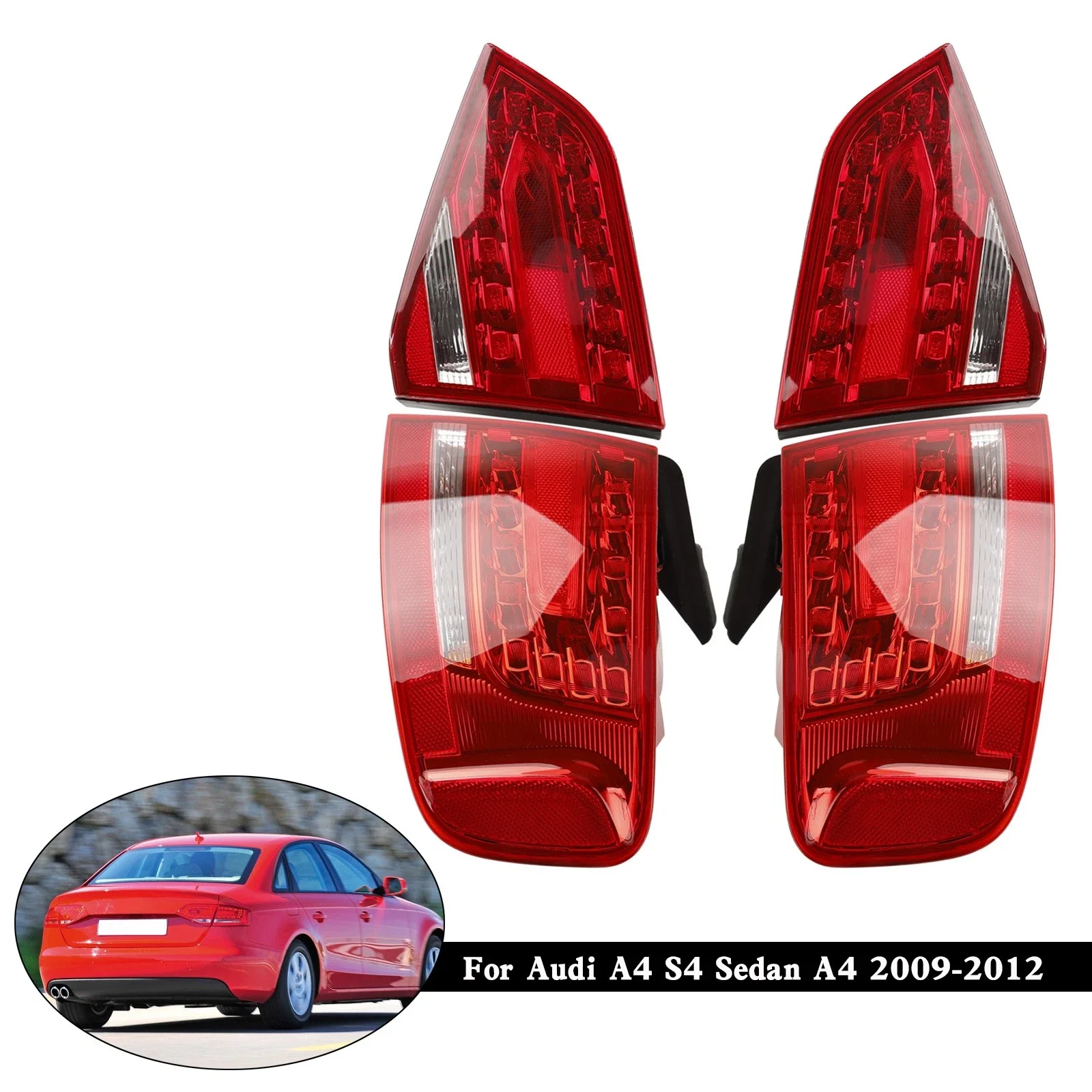 

8K5945095K 8K5945093KДля Audi A4 S4 B8 седан 2009-2012 1 шт. задний внешний внутренний светодиодный задний фонарь стоп-сигнал задний фонарь в сборе