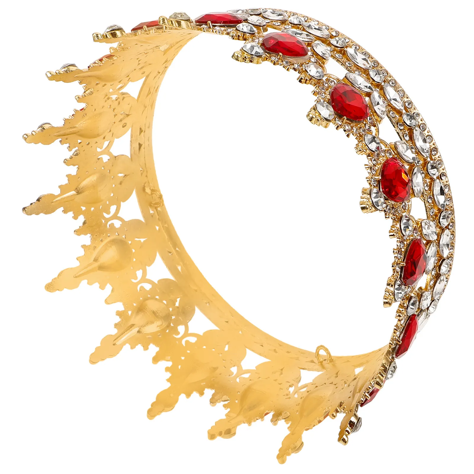 

Elegant Bride Crown Wedding Headdress Golden Red Chic Bridal Headpiece Party Hair Accessories Wedding Dress Ornament for Women