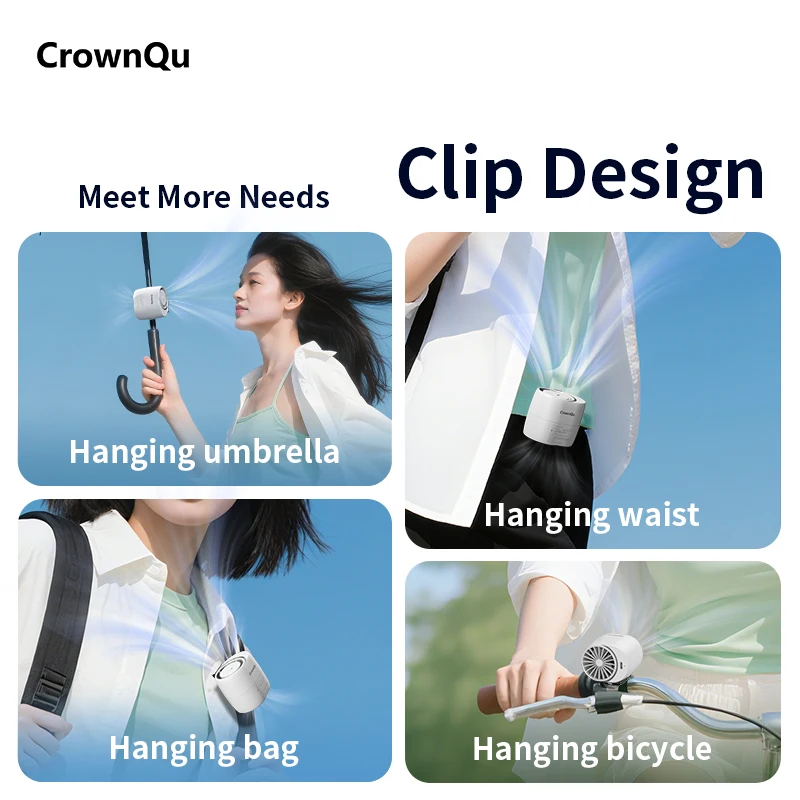 Портативный вентилятор с зажимом на талии, перезаряжаемый на 360° °   Регулируемая шея с турбонаддувом, 3-скоростной сильный ветер для занятий спортом на открытом воздухе, курьерской работы