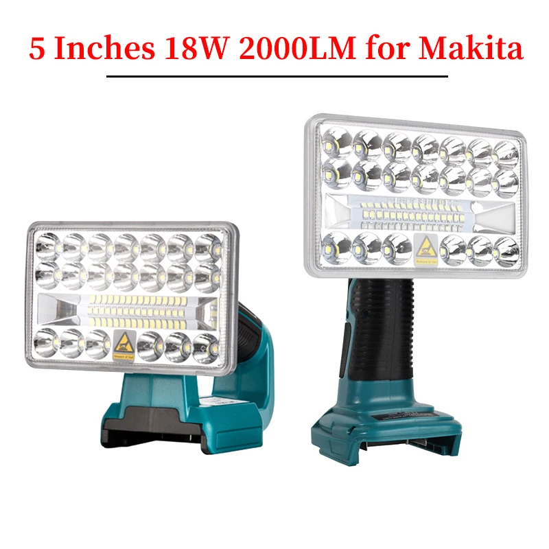 3/5/8 inch LED Flashlight Outdoors Spotlight Light for Makita BL1430 BL1830 Lithium Battery USB Outdoor Lighting with USB