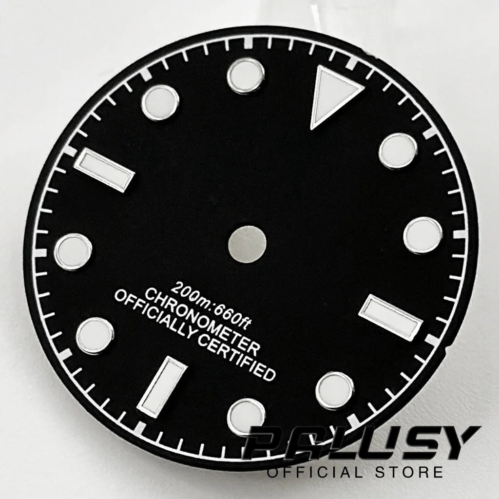 Esfera de reloj negra y gris estéril, caras luminosas para NNH35, NH36, ETA 2824, 2836, Miyota 8215, Mingzhu DG2813, 3804, movimiento, 29mm