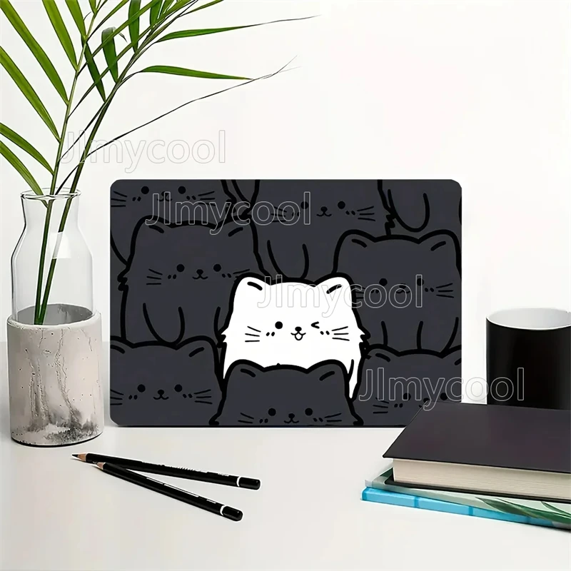 

2-компонентная черно-белая кошачья кожа для ноутбука из ПВХ, легко наносимая бесследная наклейка 39x27 см для 12-15,6 самоклеящаяся наклейка-наклейка