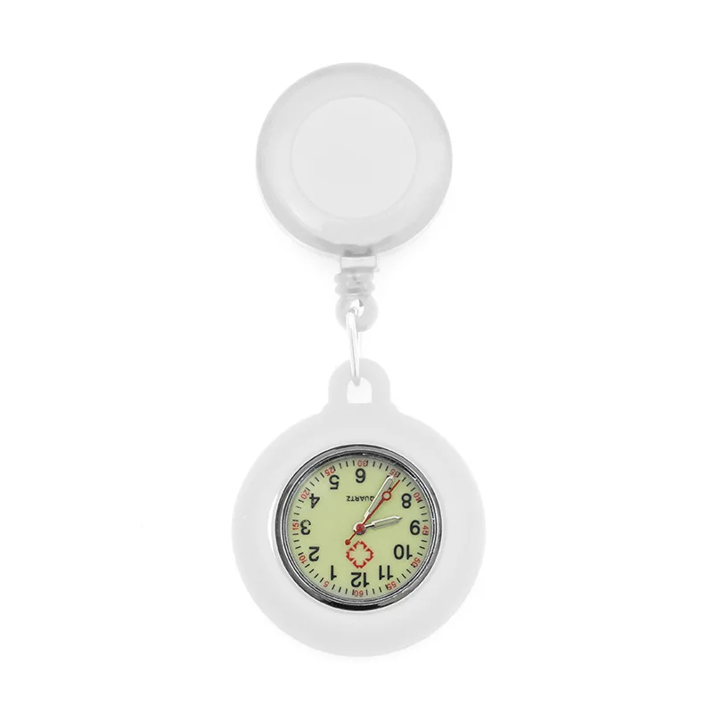 Reloj retráctil luminoso para enfermera, reloj de bolsillo para examen de estudiante femenino, reloj de bolsillo para Doctor, lata de silicona, fideos de colores