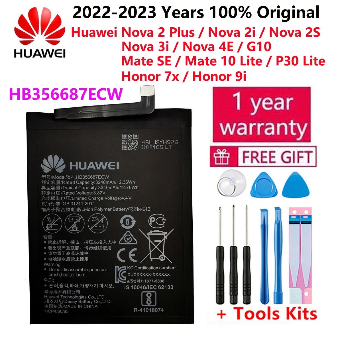 Original Battery For Huawei Honor Mate Nova 2 3 5C 5A 6A 7 7C 7A 7X 8 8A 8C 8X P8 9 Y9 P9 10 P10 20 P20 Lite Pro Plus Batteries