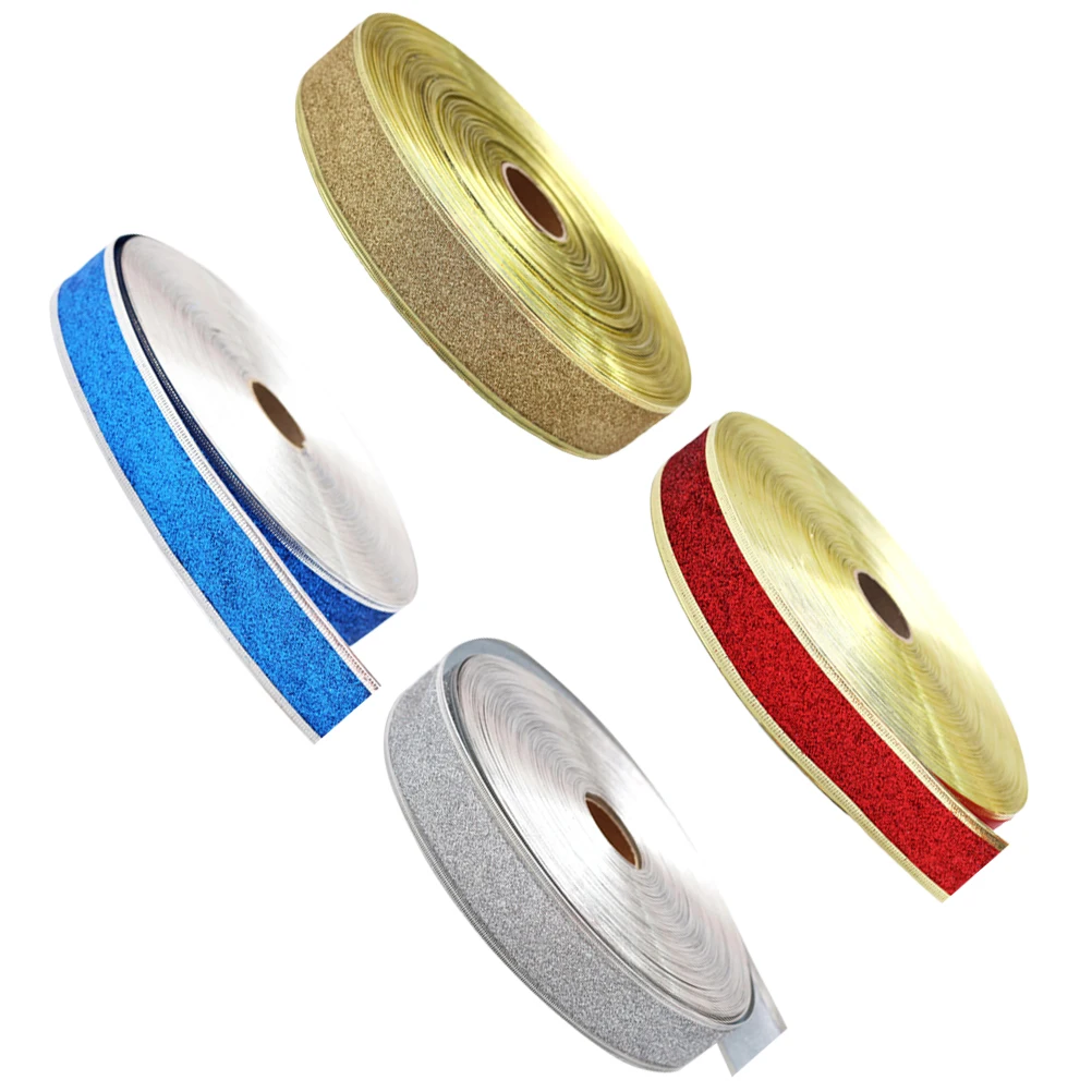 

4 PCS Decorative Ribbon DIY Ribbons Christmas Wired Tree Gift Wrapping Strip Blue
