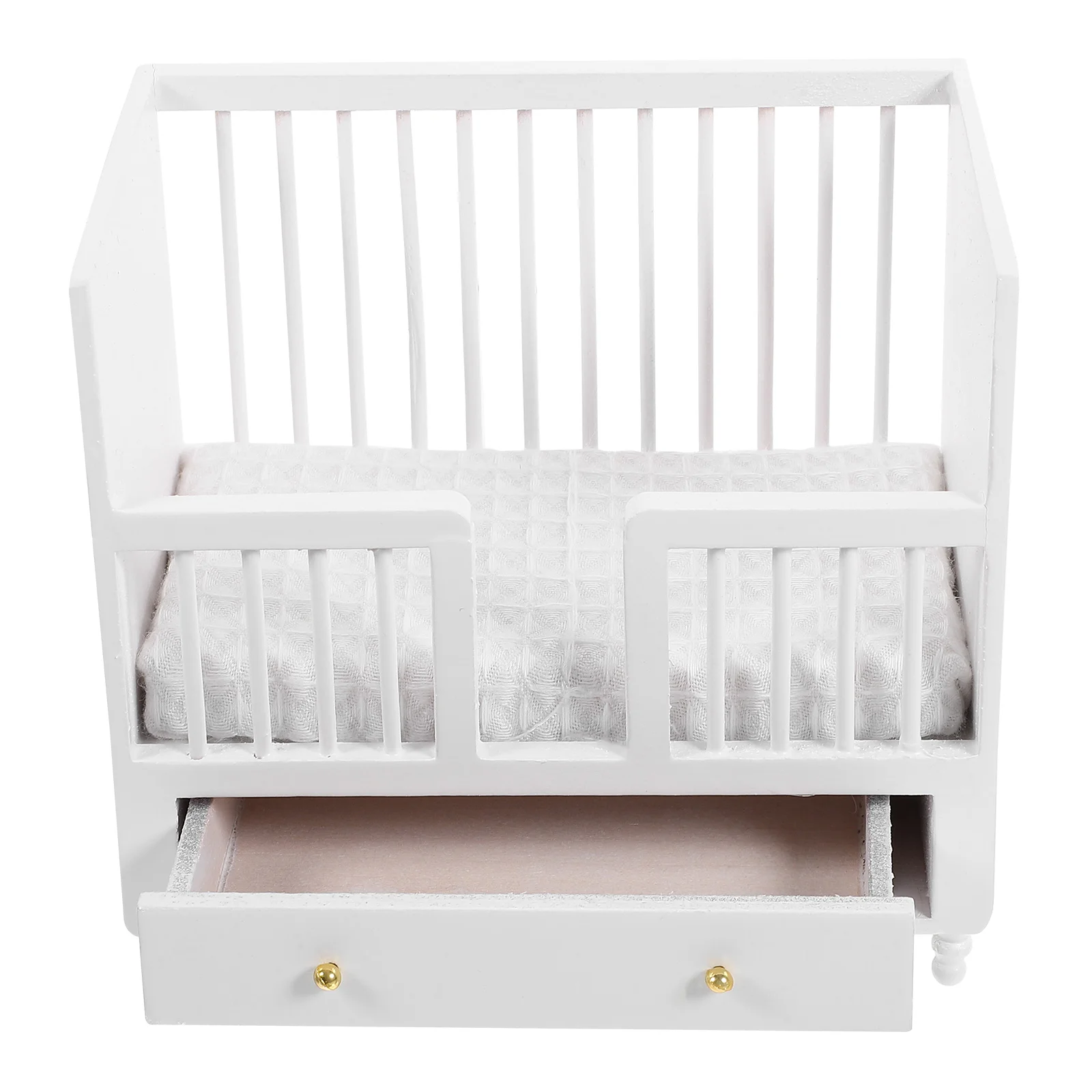 Mini Crib House Bed Model Adornment Decorate White Toy Furniture Accessories Baby