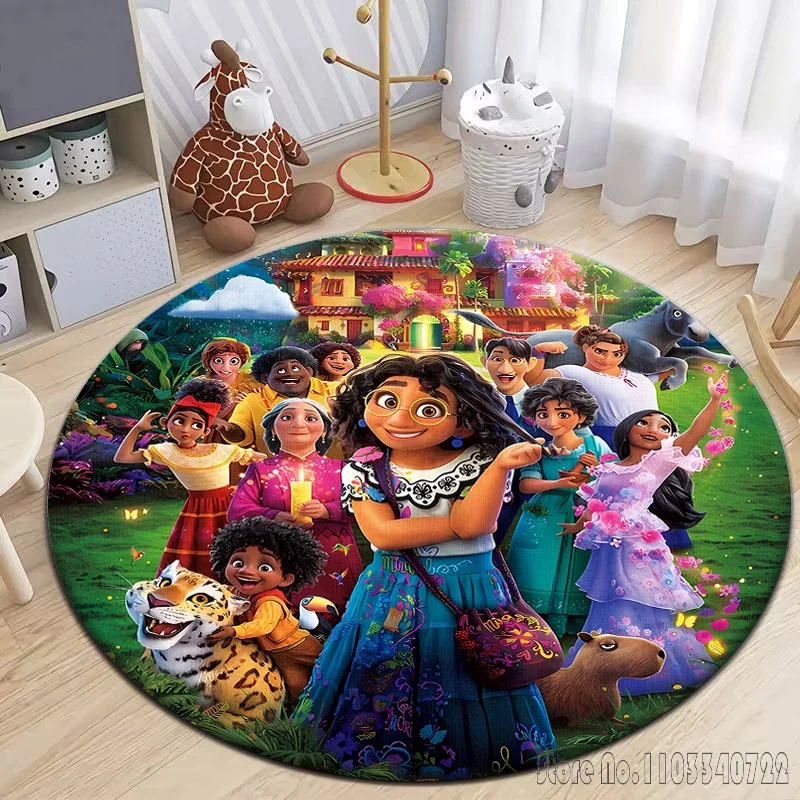 Encanto-Tapis rond pour la décoration de la maison, tapis d'extérieur, tapis de sol, tapis de pique-nique, décoration de chambre, salon, virus de porte, anime