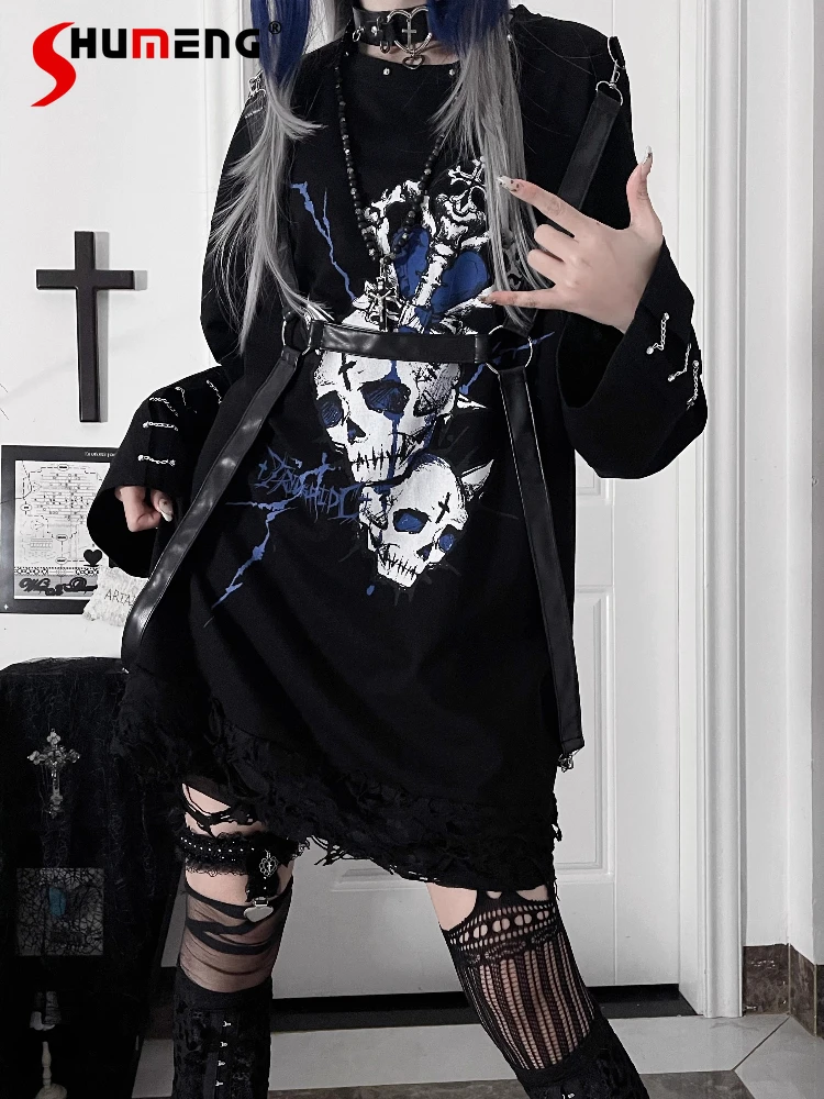 

Original Subculture Punk Sweet Cool Y2K Printed Long Sleeve Top 2025 Spring Autumn New Girl's Women Harajuku Aesthetic Long Top