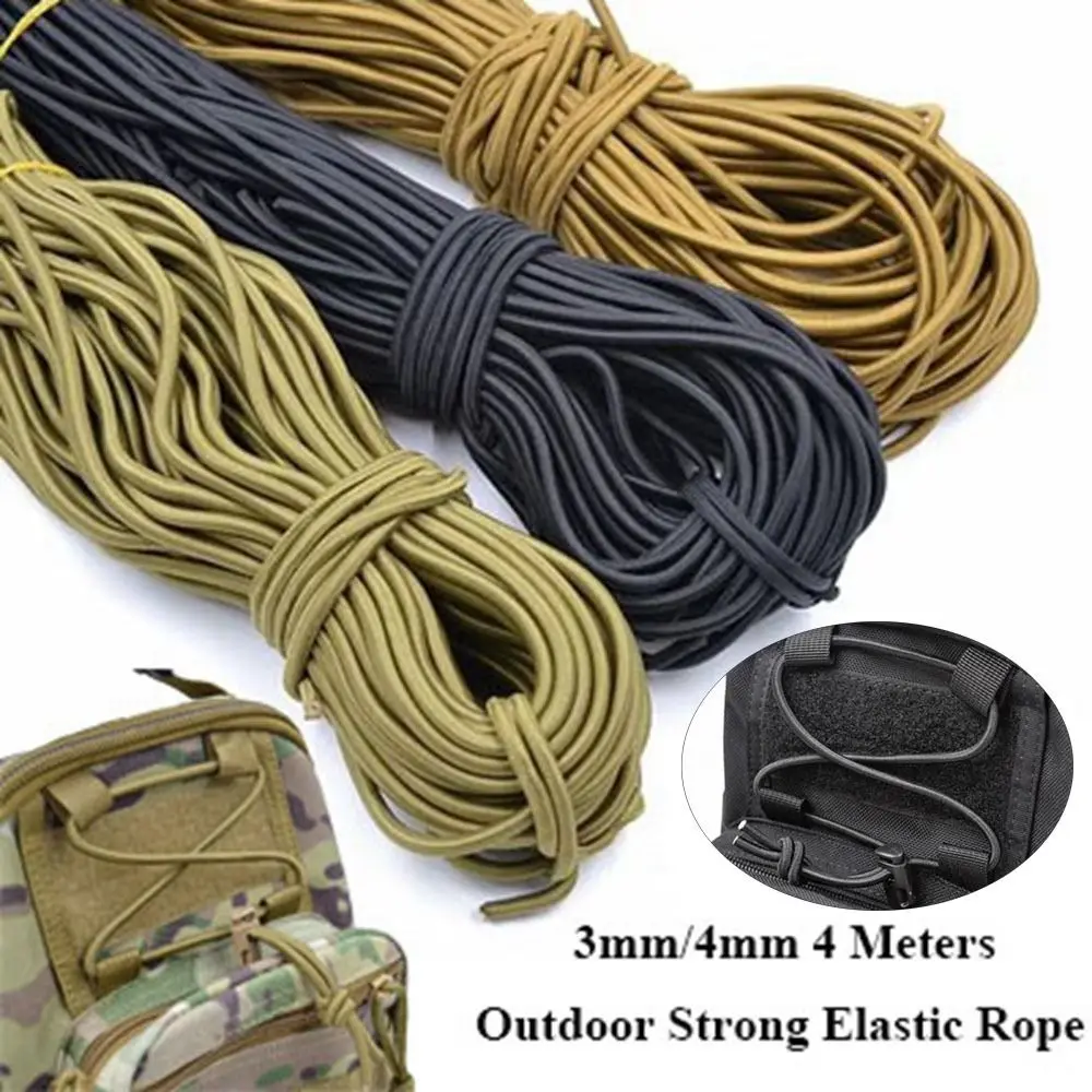 3mm/4mm 4M Outdoor Strong Elastic Rope 4 Colors Elastic Rope Rubber Band Sewing Garment Craft for DIY Backpack Accessories