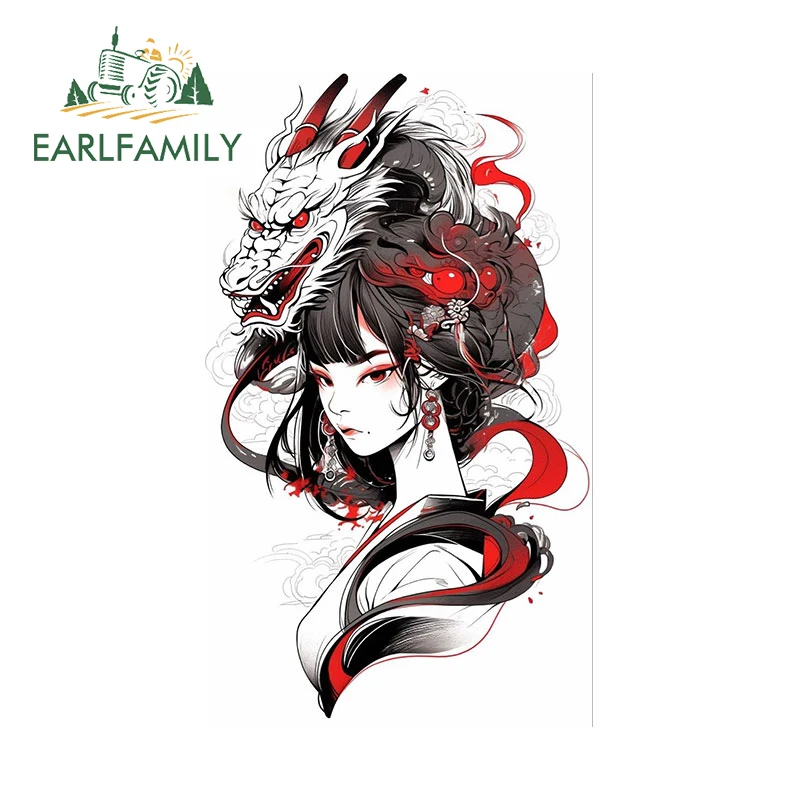 EARLFAMILY Samurai Art Oni Girl Decal Cool Anime Item Car Gadget Accessories Occlusion Scratch Practical Car Goods Decoration