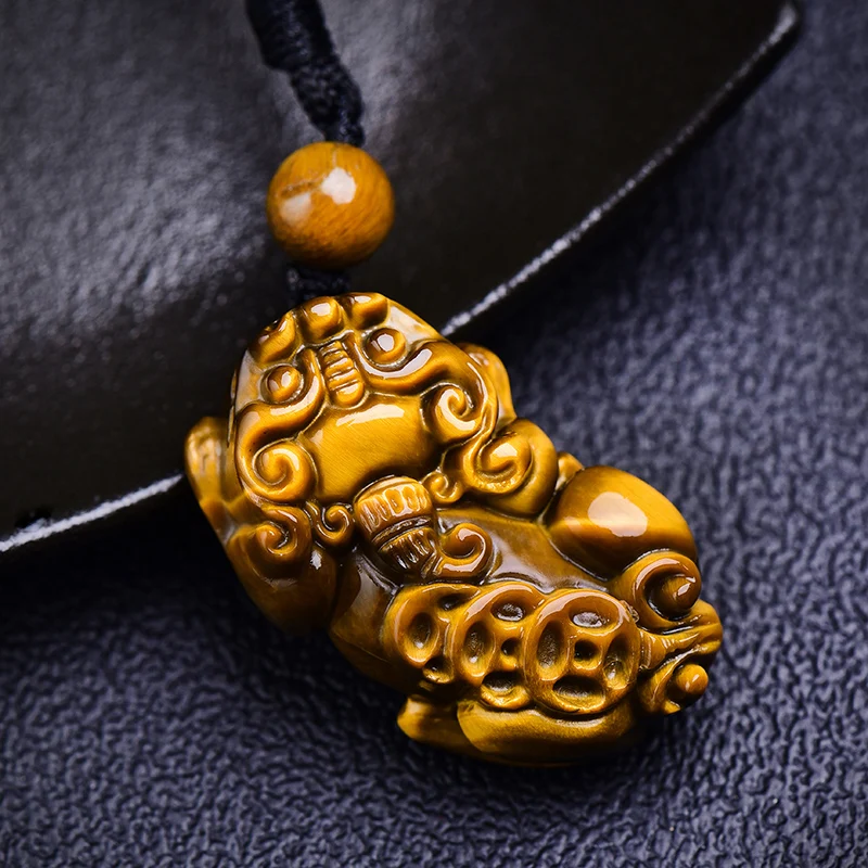yellow-tiger's-eye-stone-three-coins-lucky-pixiu-pendant-sweater-necklace