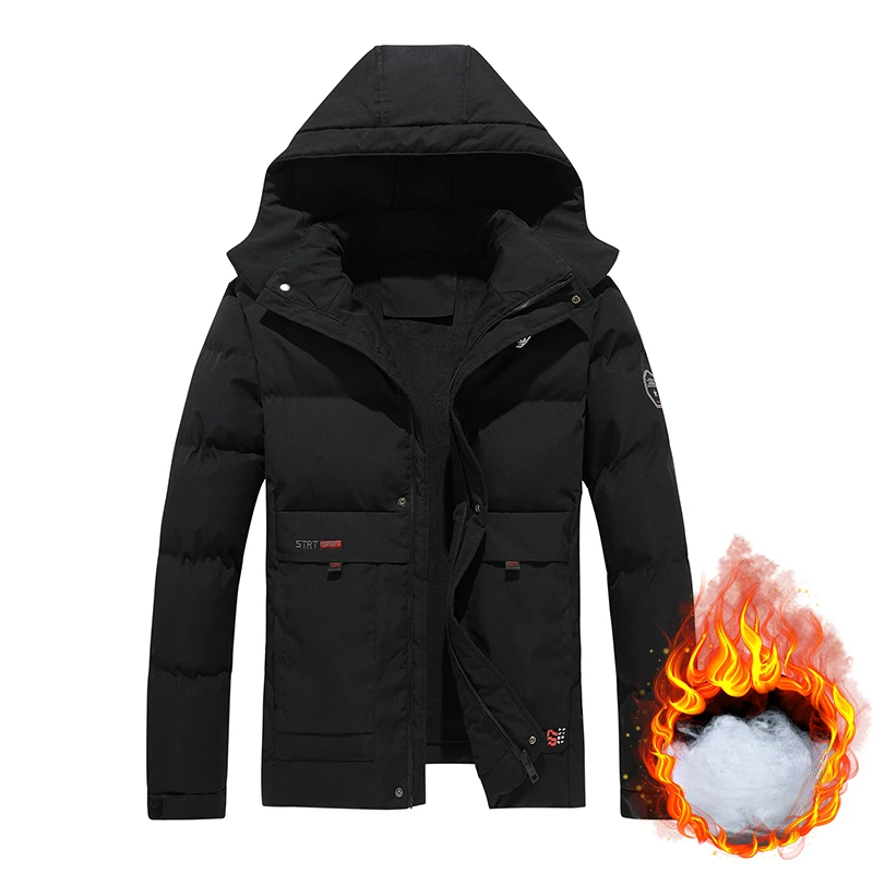 Men's Winter Jacket Cotton Clothes Plush Keep Warm Male Casual Hooded Coats Fashion Trend Versatile Down Clothing Streetwear New