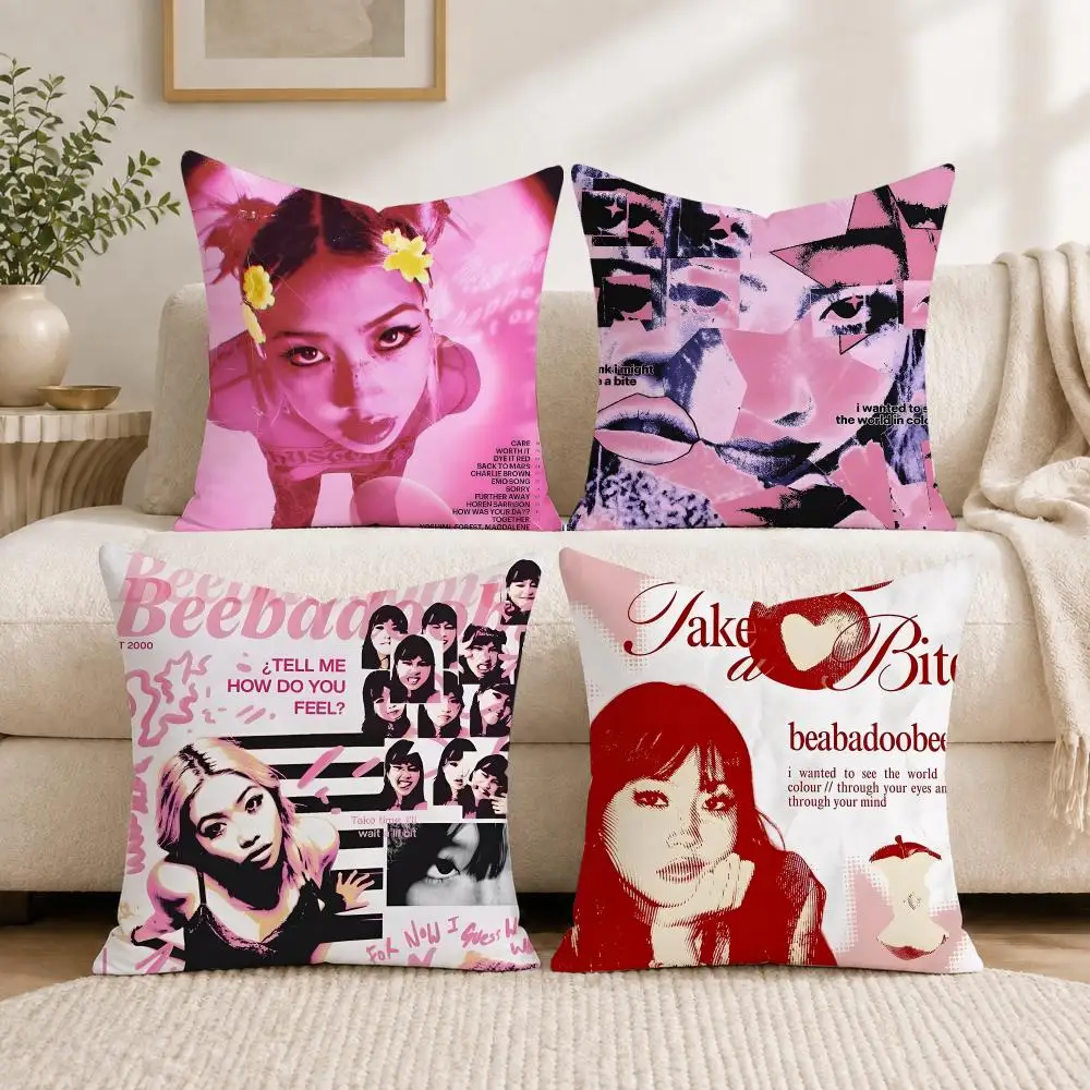 Singer B-Beabadoobee Cushion Cover Soft Short Plush Pillow Cases Hidden Zipper Cutecore Sofa Bedroom Home Decor Gift
