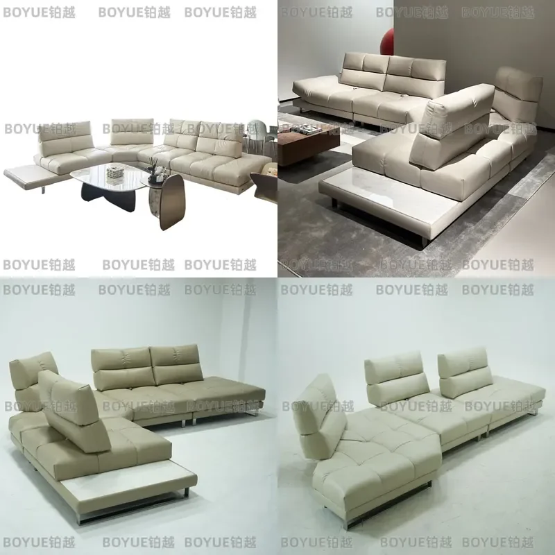 Italian Minimalist Retro Semi Green Leather Sofa High Backrest Oversized Deep Seat New Roman Style Living Room Furniture