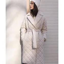 Parka da donna di media lunghezza primavera inverno 2022 giacca di pizzo imbottito in cotone nero leggero sottile moda elegante cappotti trapuntati per le donne