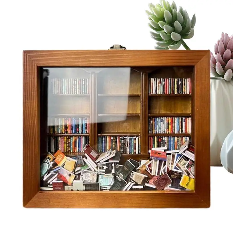 Anti Anxiety Wooden Bookshelf Display Case Shake Away Your Anxiety Tiny Library Cabinet Birthday Gift Bookshelf Accessories