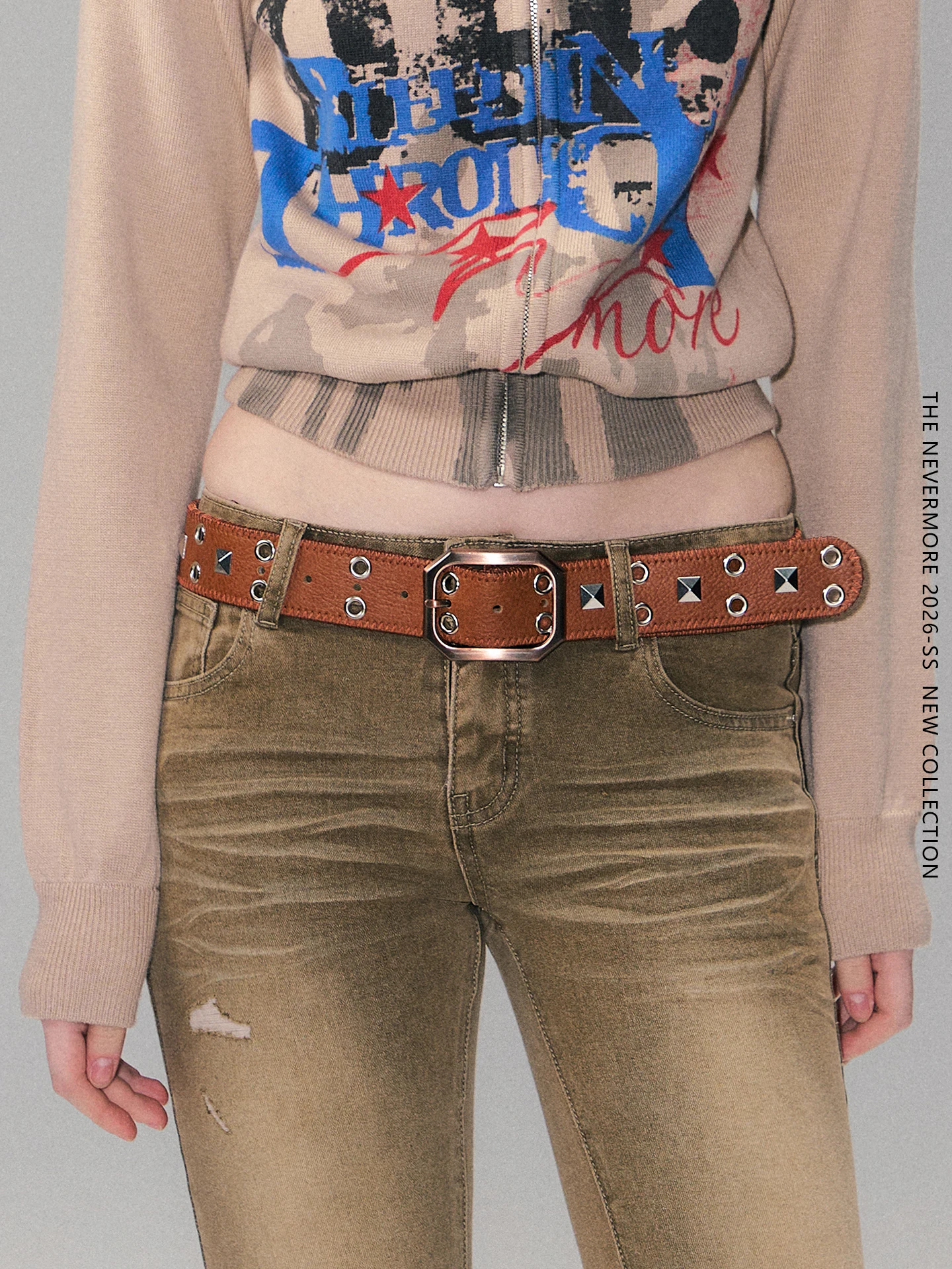 brown-retro-spicy-girl-waist-belt-simple-denim-belt-the-nevermore-brand-rivet-buckle-unisex-spring-2026-exclusive-design
