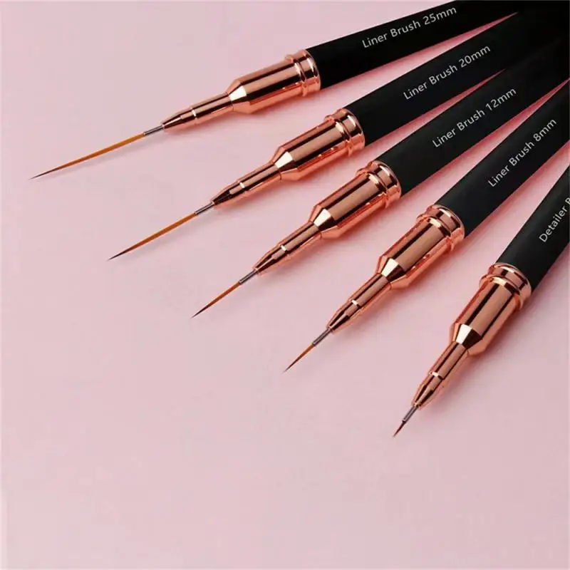 Nail Art Brush Manicure Tools Lines Stripe Flower Painting Drawing Fine Liner Brush Black 3D Nails Accessories