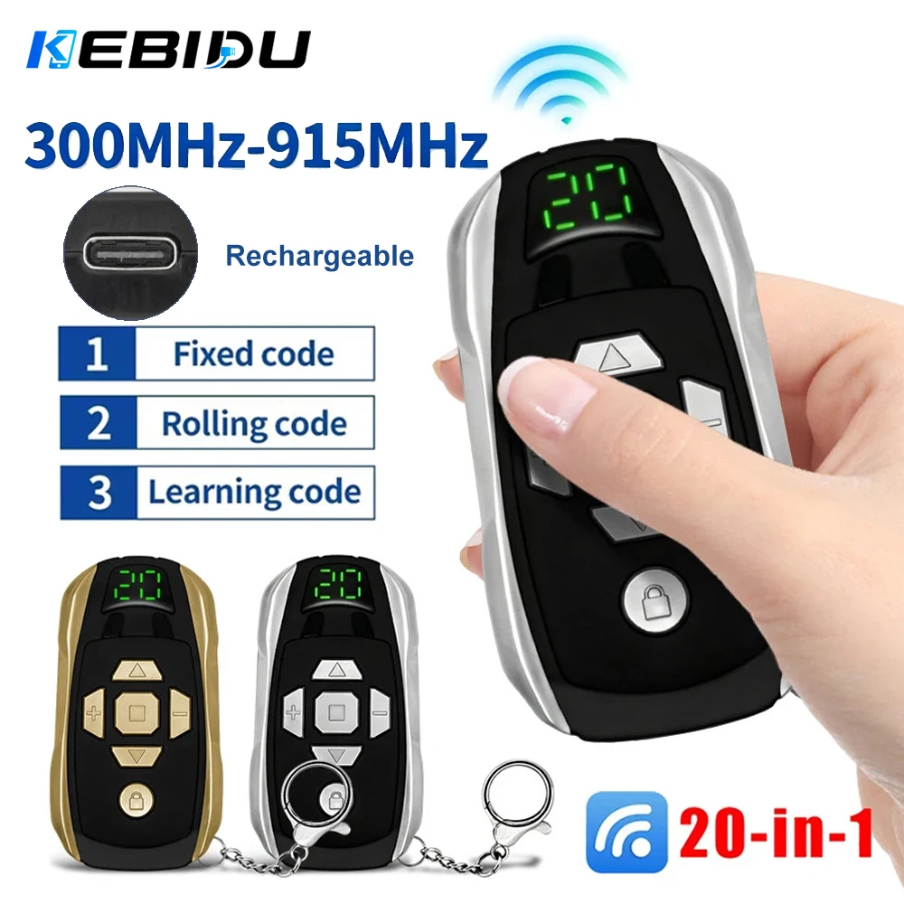 KEBIDU Multifrequenz 300-915Mhz Fernbedienung Wiederaufladbarer Garagentor-Schlüssel-Duplikator Klon-Kopierer Universeller Controller