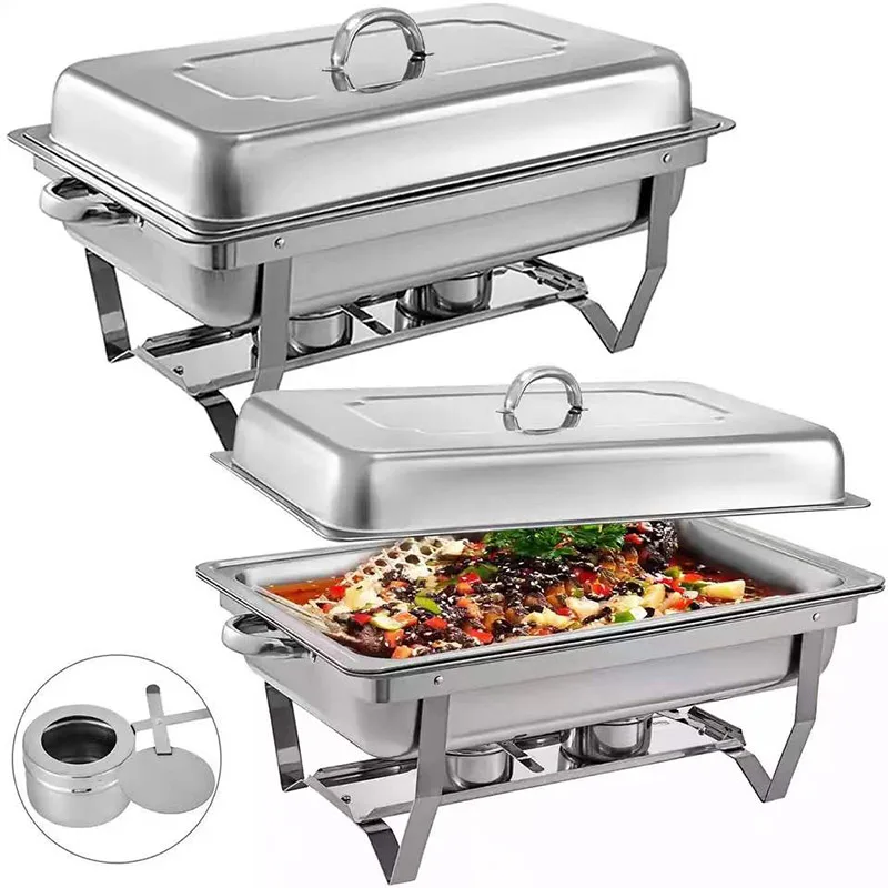 Imagem -04 - Fogão Buffet de Espessado Aquecedor de Alimentos Dobrável Bandeja de Jantar Aquecimento Elétrico Chafing Dish 9l Buffet Aço Inoxidável