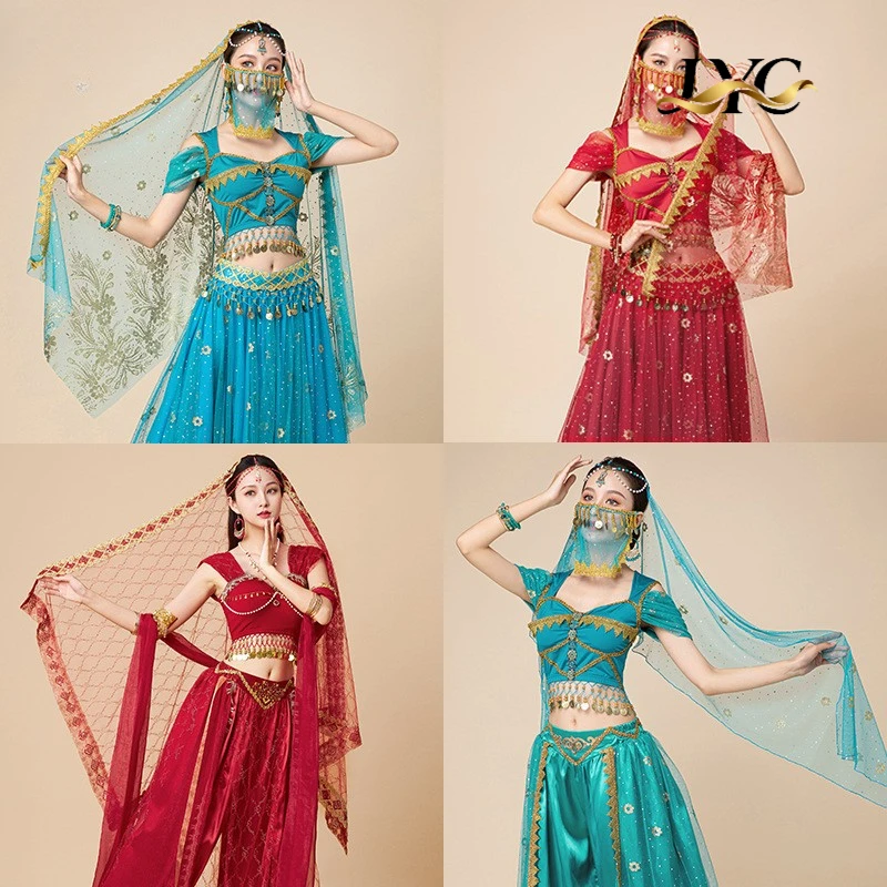 Belly Dance Indian Dance Headscarf with Gold-Stamped Pattern Bollywood Dance Prop for Women